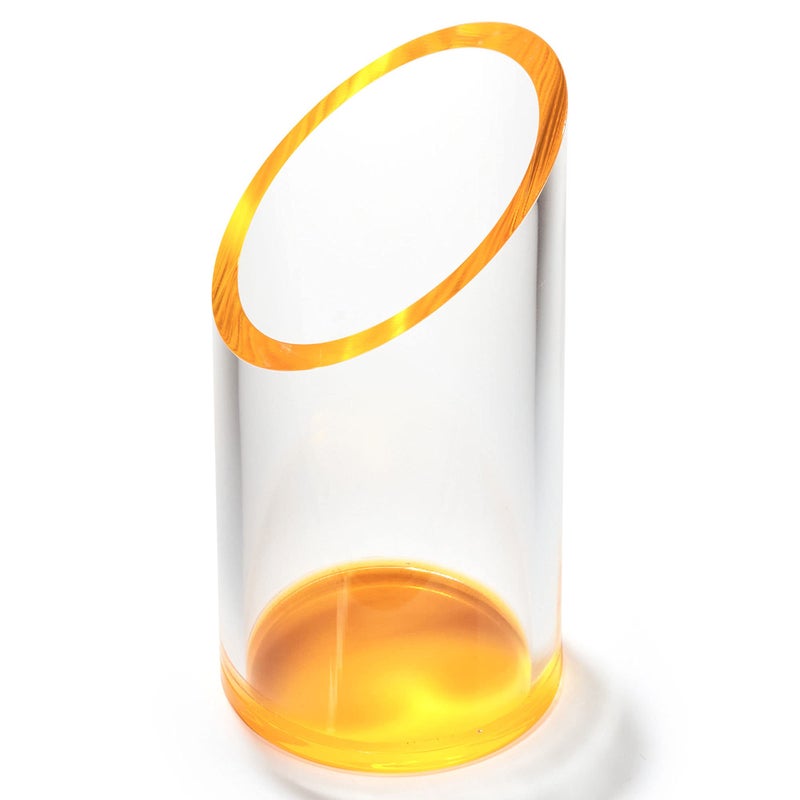 OfficeGoods Acrylic Pen & Pencil Holder - Modern Cylinder Design - Beautiful Desk Organizer for Home or Office - Contrasting Base & Rim - 5.25â€ H x 2.5â€ W - Neon Tangerine - Image 2